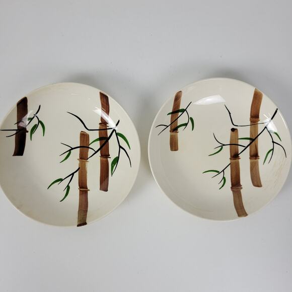 Vintage American Heritage Hand Painted Bamboo Salad China Plates Set of 2 - Picture 12 of 12